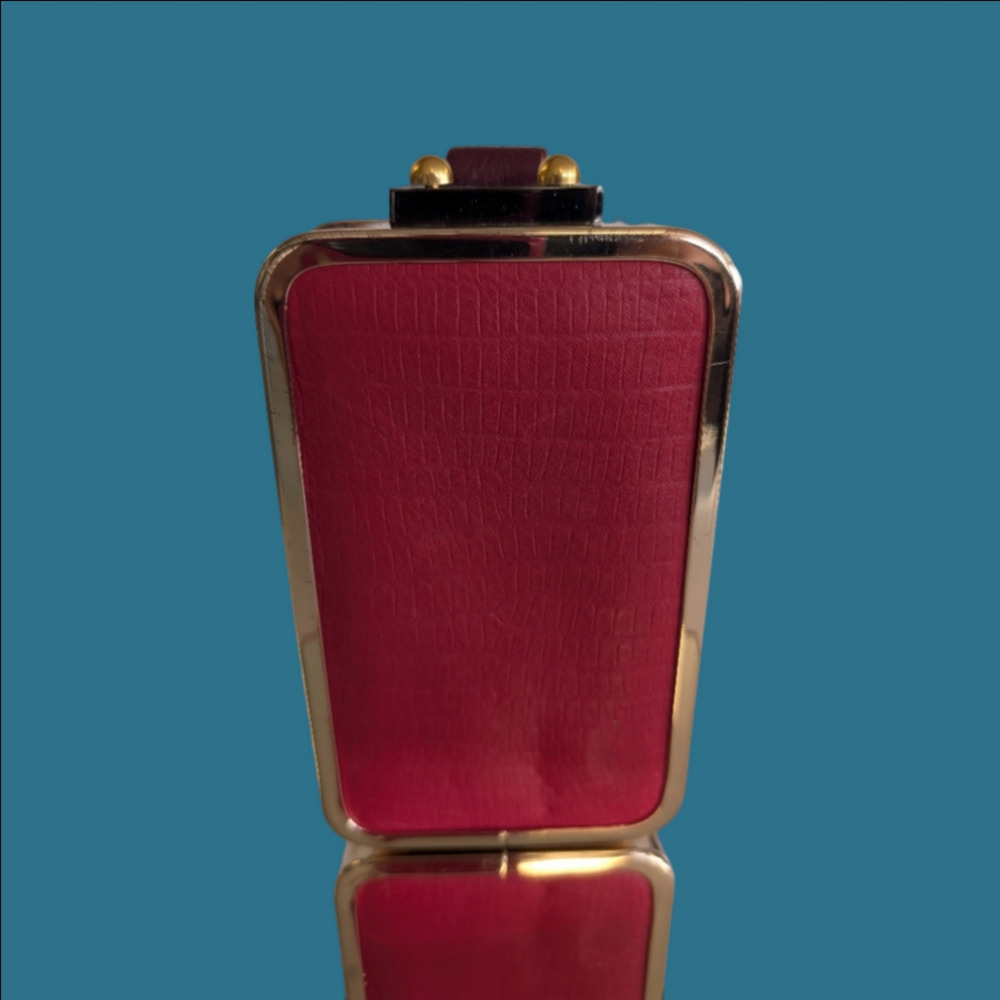 Bag Mini Marc Jacobs Two Tone RED/Plum  Leather  Mini Box with Gold Trim